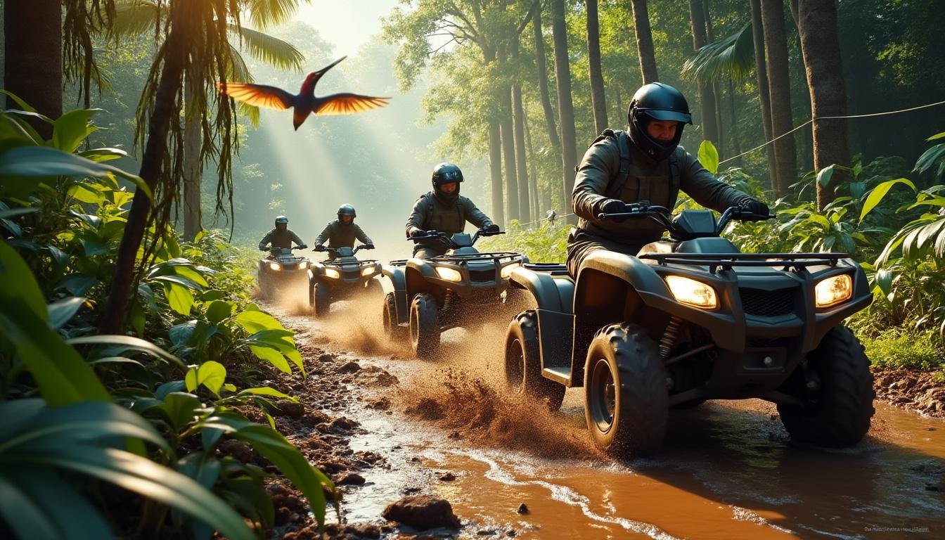 partez à l'aventure en quad à travers la jungle et vivez des sensations uniques au cœur de la nature sauvage.
